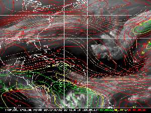 Météo tropicale : Carte des vents de cisaillement.