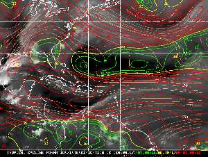 Météo tropicale : Carte des vents de cisaillement.