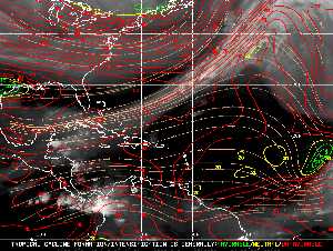 Météo tropicale : Carte des vents de cisaillement.