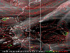 Météo tropicale : Carte des vents de cisaillement.