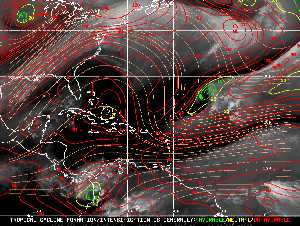 Météo tropicale : Carte des vents de cisaillement.