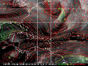Météo tropicale : Carte des vents de cisaillement.