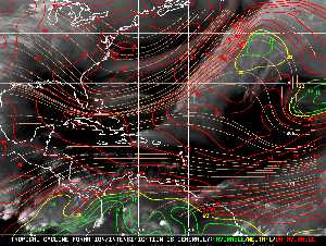 Météo tropicale : Carte des vents de cisaillement.