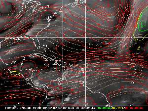 Météo tropicale : Carte des vents de cisaillement.