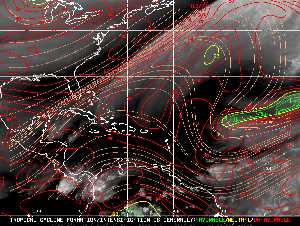 Météo tropicale : Carte des vents de cisaillement.