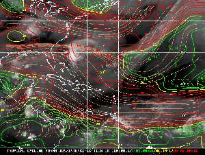 Météo tropicale : Carte des vents de cisaillement.