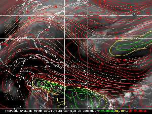 Météo tropicale : Carte des vents de cisaillement.