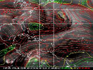 Météo tropicale : Carte des vents de cisaillement.