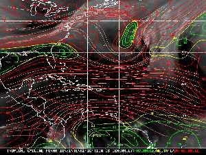 Météo tropicale : Carte des vents de cisaillement.