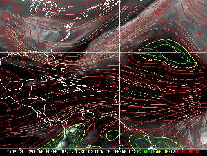 Météo tropicale : Carte des vents de cisaillement.