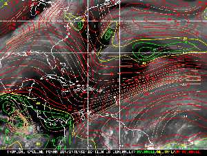 Météo tropicale : Carte des vents de cisaillement.
