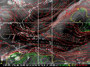 Météo tropicale : Carte des vents de cisaillement.