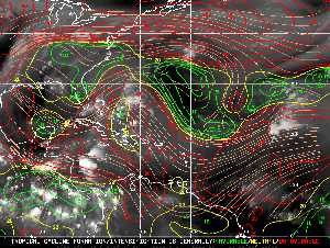 Météo tropicale : Carte des vents de cisaillement.