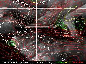 Météo tropicale : Carte des vents de cisaillement.