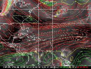 Météo tropicale : Carte des vents de cisaillement.