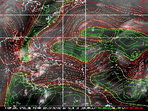 Météo tropicale : Carte des vents de cisaillement.