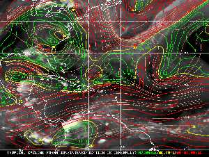 Météo tropicale : Carte des vents de cisaillement.
