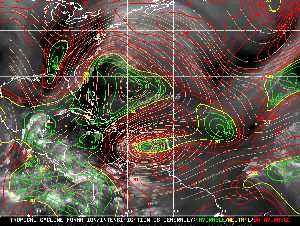 Météo tropicale : Carte des vents de cisaillement.
