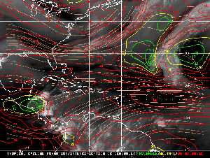 Météo tropicale : Carte des vents de cisaillement.