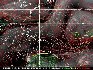 Météo tropicale : Carte des vents de cisaillement.