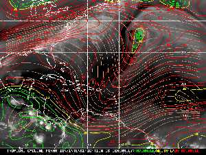Météo tropicale : Carte des vents de cisaillement.