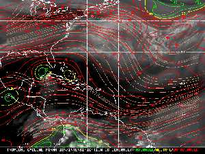 Météo tropicale : Carte des vents de cisaillement.