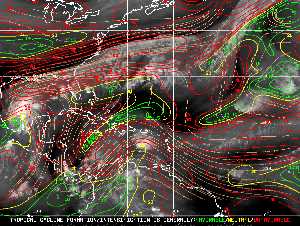 Météo tropicale : Carte des vents de cisaillement.