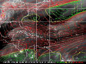 Météo tropicale : Carte des vents de cisaillement.