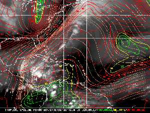 Météo tropicale : Carte des vents de cisaillement.