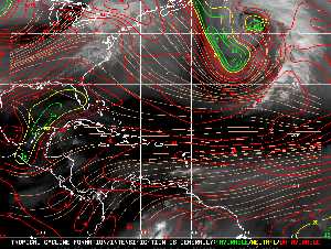 Météo tropicale : Carte des vents de cisaillement.