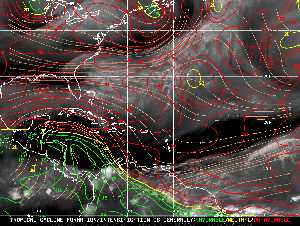 Météo tropicale : Carte des vents de cisaillement.