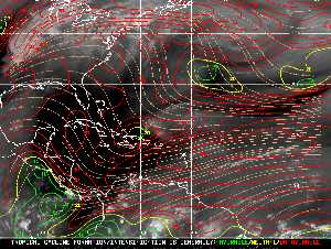 Météo tropicale : Carte des vents de cisaillement.
