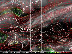 Météo tropicale : Carte des vents de cisaillement.