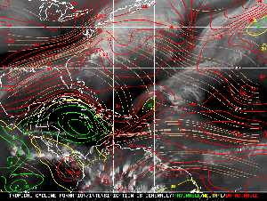 Météo tropicale : Carte des vents de cisaillement.