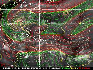 Météo tropicale : Carte des vents de cisaillement.