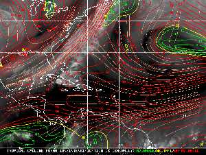 Météo tropicale : Carte des vents de cisaillement.