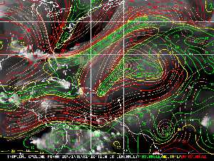 Météo tropicale : Carte des vents de cisaillement.