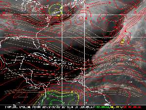 Météo tropicale : Carte des vents de cisaillement.