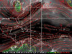 Météo tropicale : Carte des vents de cisaillement.