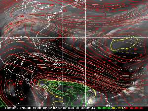 Météo tropicale : Carte des vents de cisaillement.