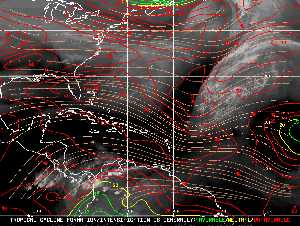 Météo tropicale : Carte des vents de cisaillement.