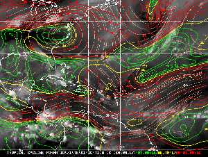 Météo tropicale : Carte des vents de cisaillement.