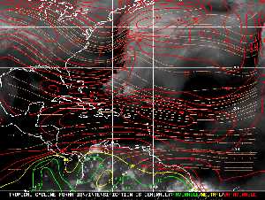 Météo tropicale : Carte des vents de cisaillement.