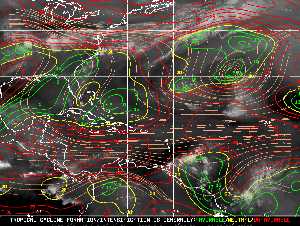 Météo tropicale : Carte des vents de cisaillement.