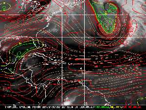 Météo tropicale : Carte des vents de cisaillement.