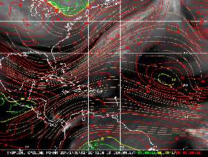 Météo tropicale : Carte des vents de cisaillement.