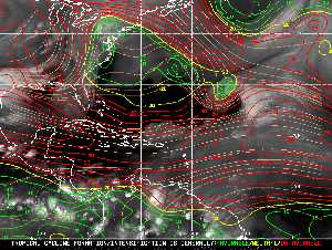Météo tropicale : Carte des vents de cisaillement.