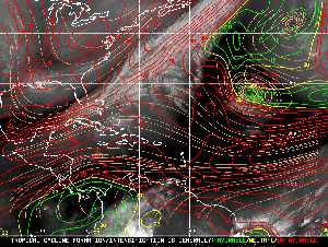 Météo tropicale : Carte des vents de cisaillement.