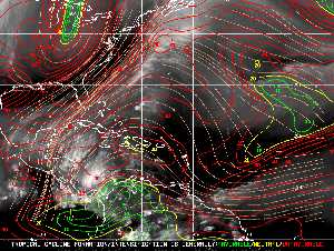Météo tropicale : Carte des vents de cisaillement.