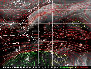 Météo tropicale : Carte des vents de cisaillement.